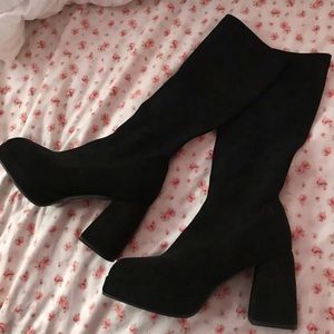 Black platform suedette boots